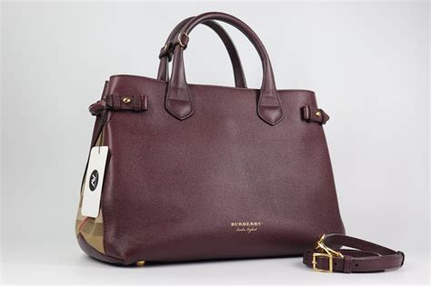 burberry medium house check banner mahogany|BURBERRY Grainy Calfskin House Check Medium Banner Tote .